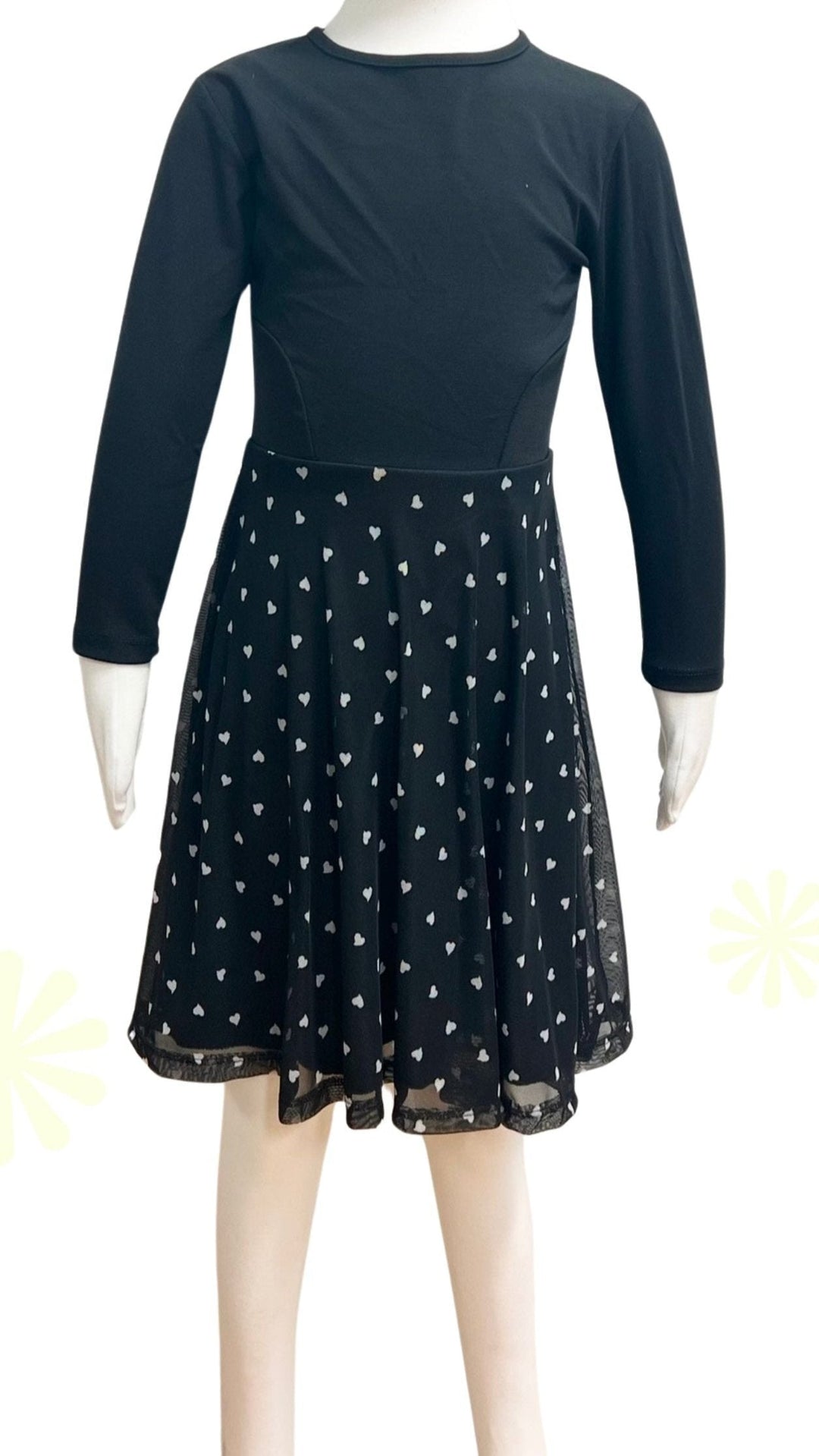 Girls Skater Dress - Tulle Heart Print