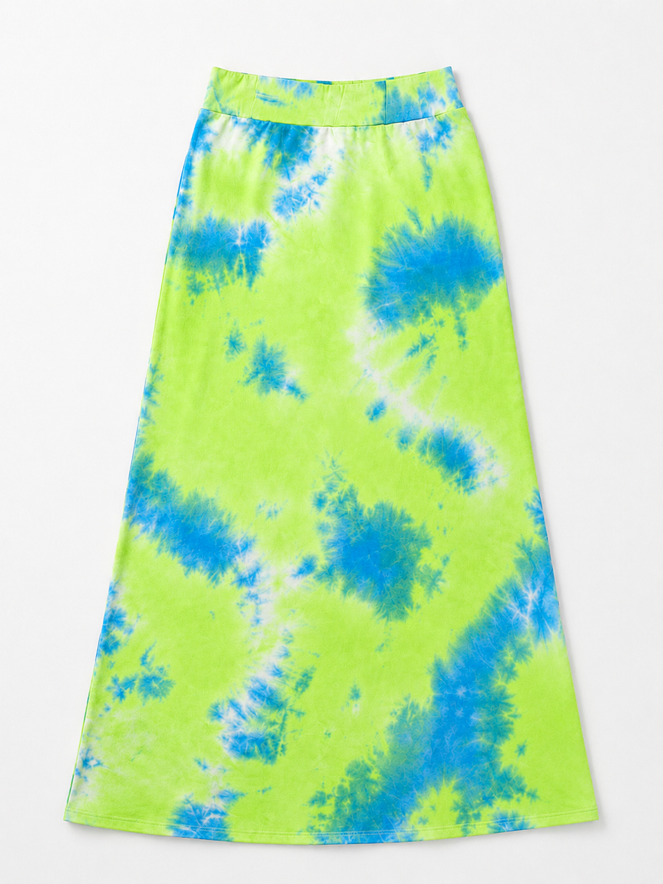 Neon Yellow Tie Dye Maxi Skirt