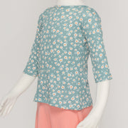 Girls Top - Rib Mint Ditsy Floral