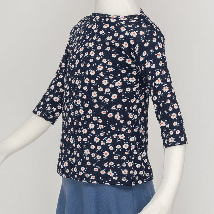 Girls Top - Rib Navy Ditsy Floral