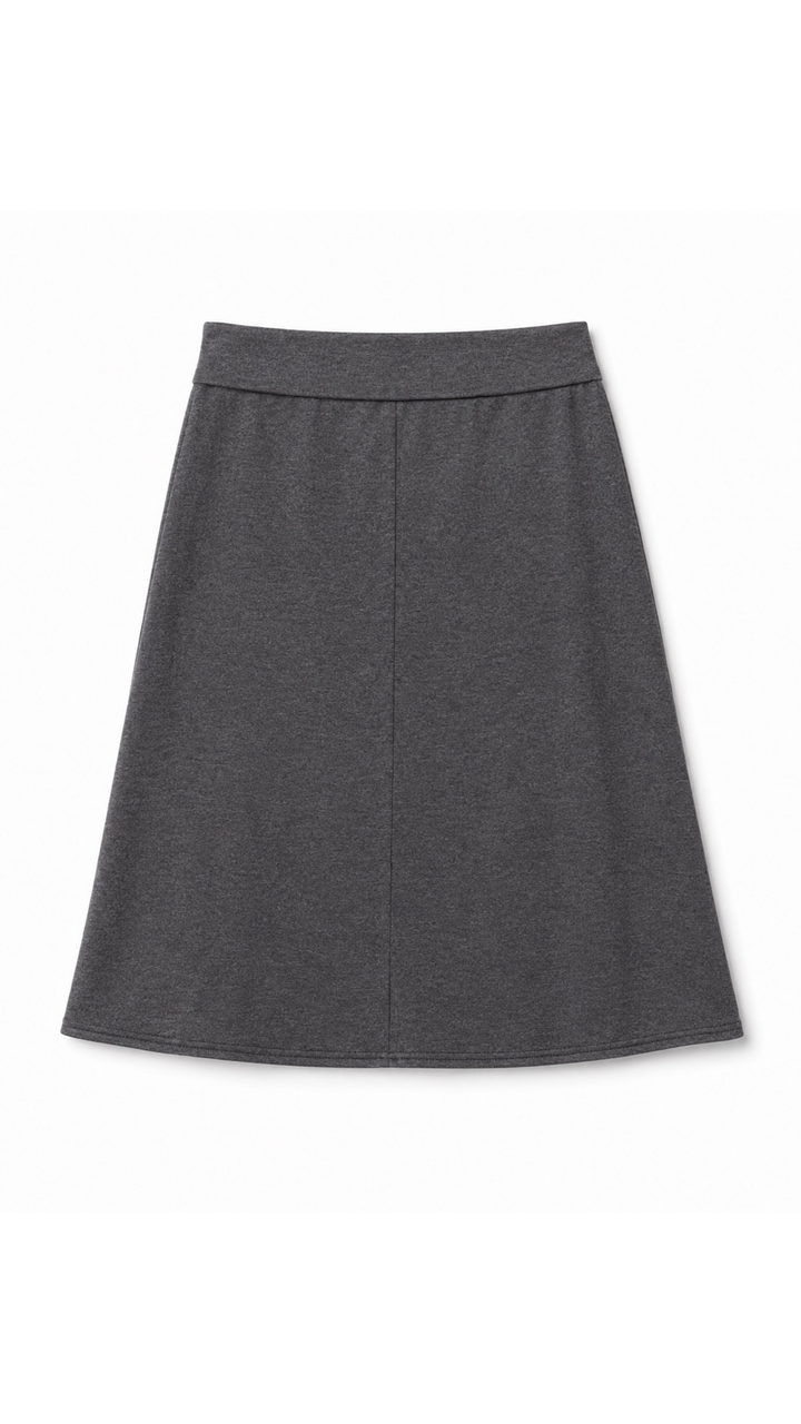 Soft Terry Flare Skirt - Charcoal Grey