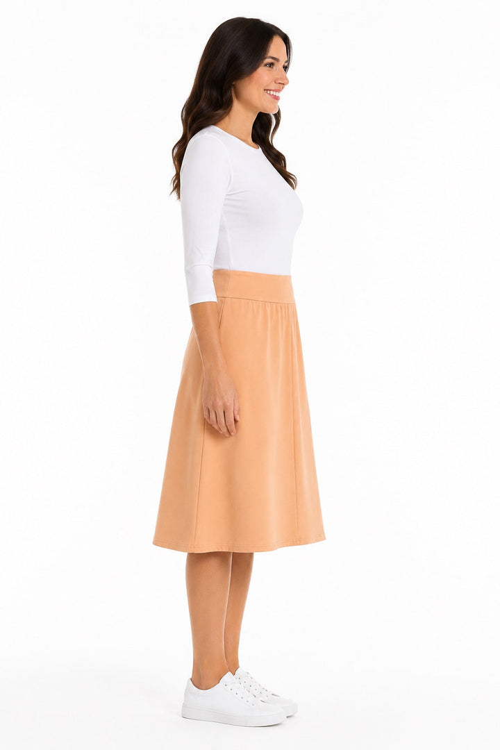 KMW Style 1106L Caramel Soft Terry Flare Skirt - SIDE