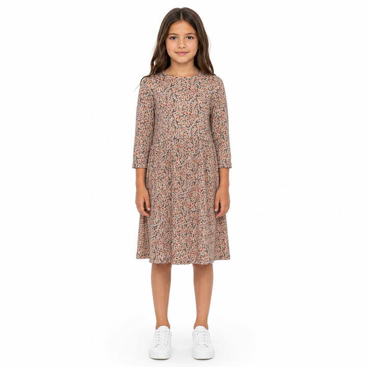 Girls Play Dress - Mocha Ditsy Floral