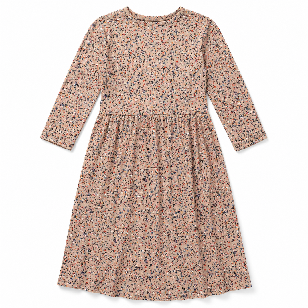 Girls Play Dress - Mocha Ditsy Floral