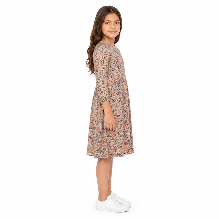 Girls Play Dress - Mocha Ditsy Floral