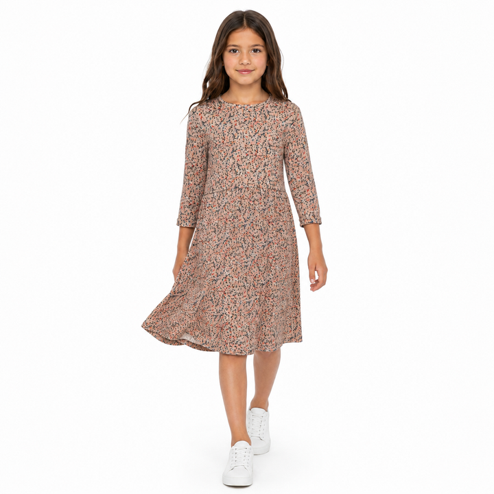 Girls Play Dress - Mocha Ditsy Floral