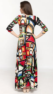 Maxi Belted Dress - Multi Color