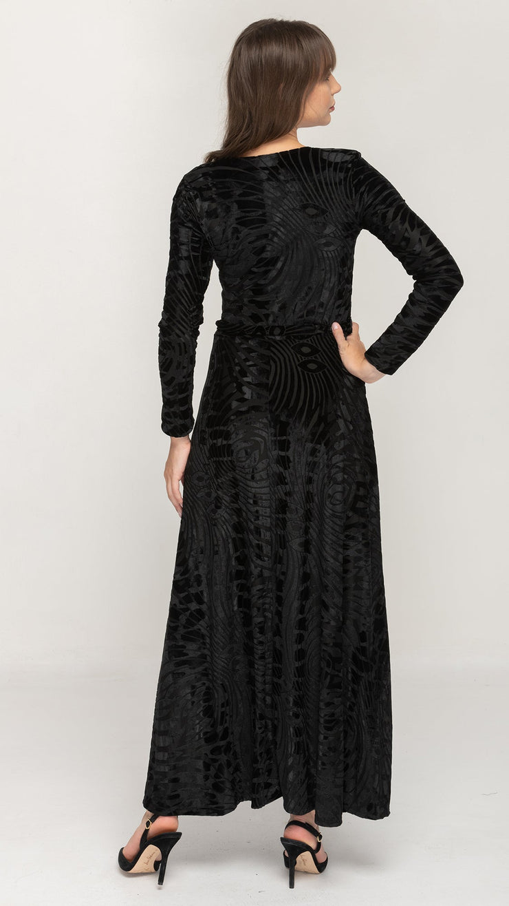 Maxi Dress - Black Velvet Swirl