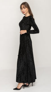 Maxi Dress - Black Velvet Swirl