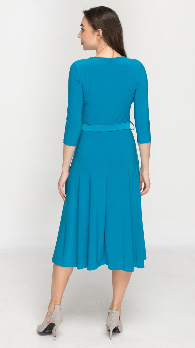 Belted Midi Dress - Aqua