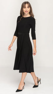 Belted Midi Dress - Black