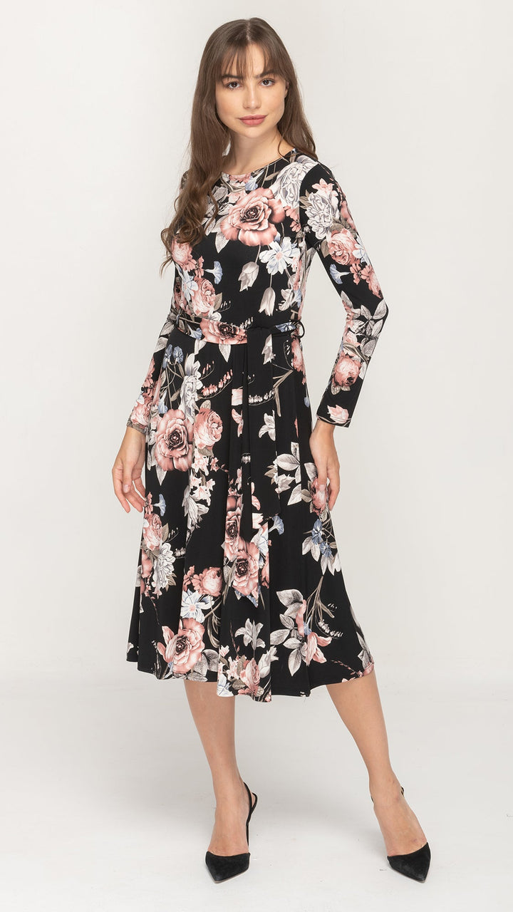 Belted Midi Dress - Sage Floral