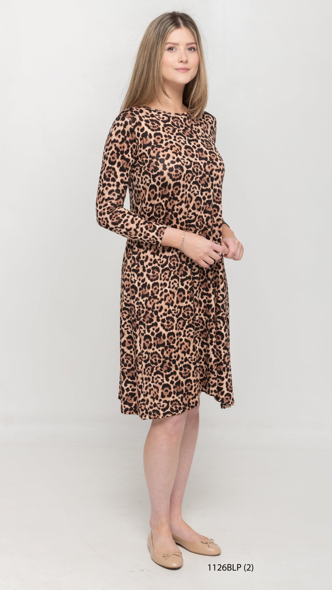A-Line Jersey Dress Leopard Print