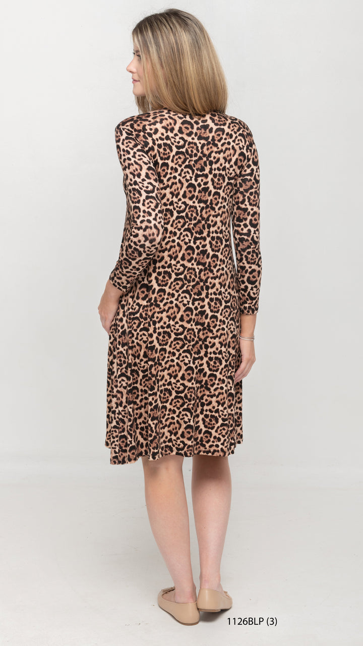 A-Line Jersey Dress Leopard Print
