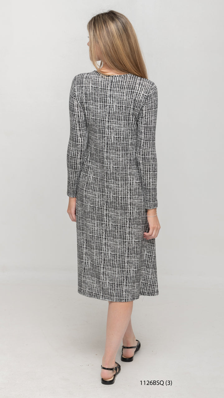 A-Line Jersey Dress Black/Squiggly Print