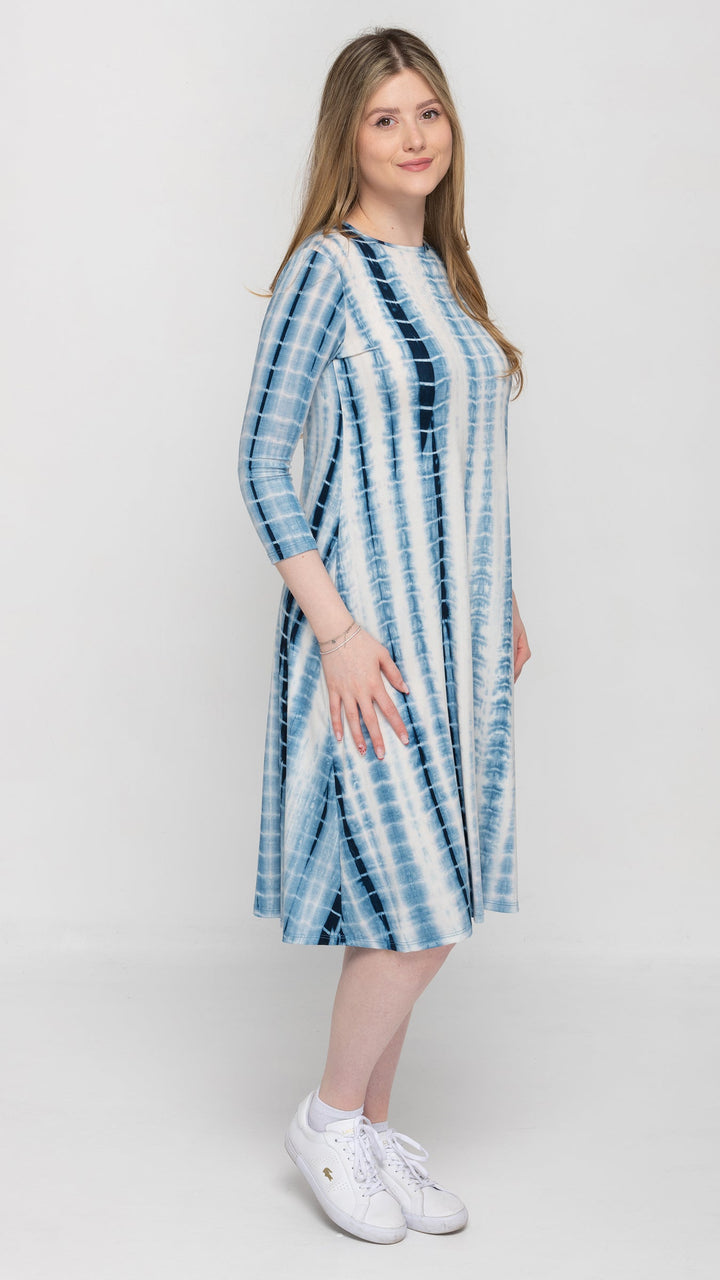 A-Line Jersey Dress Blue Tie Dye