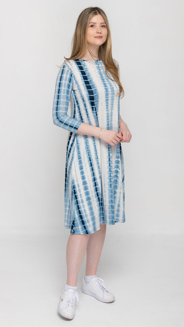 A-Line Jersey Dress Blue Tie Dye