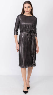 A-Line Dress - Metallic Pleated