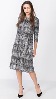 A-Line Dress - Silver/Black Crinkle