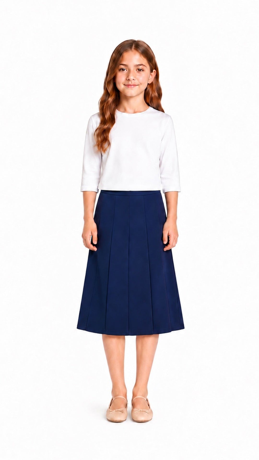 KMW Style 1128K NAVY Girls Panel Skirt - Hero view