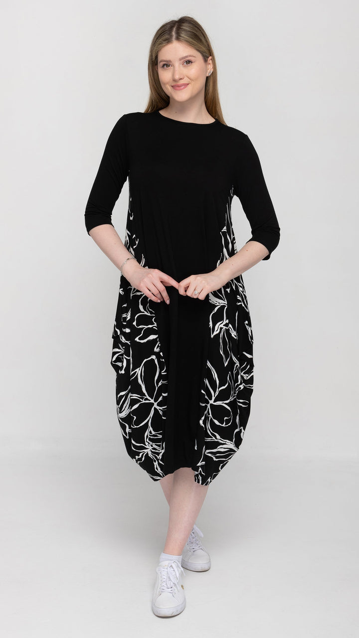 Boho Dress Black White Stencil