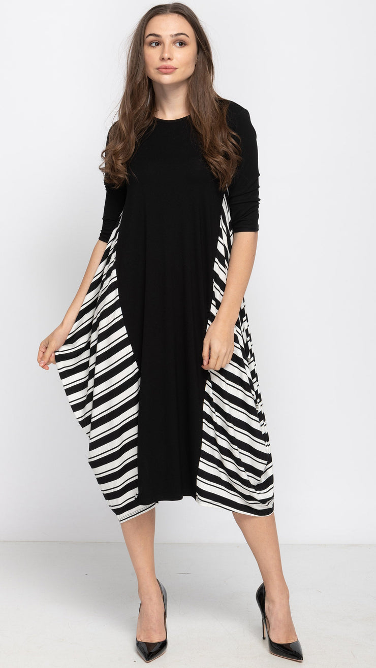 Boho Dress - Black Stripes