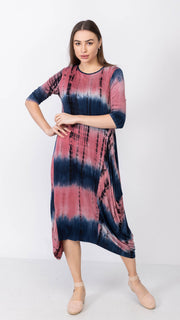 Boho Dress - Navy/Rose Tie Dye