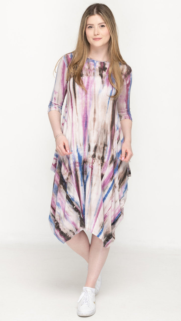 Boho Dress Pink Brown Tie Dye