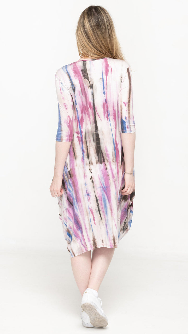 Boho Dress Pink Brown Tie Dye