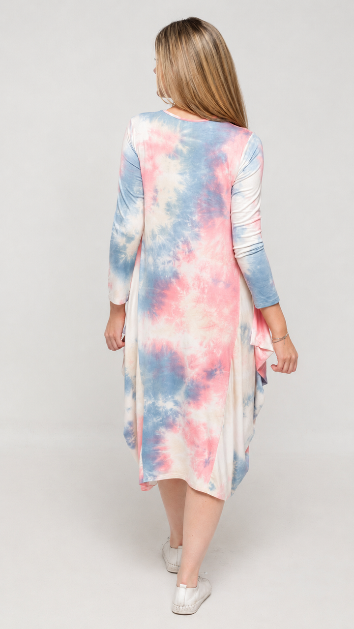 Boho Dress Pink Brown Tie Dye