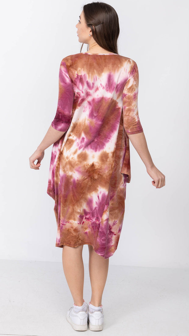 *XSMALL*  Boho Sweatshirt Dress - Fuscia/Orange Tie Dye