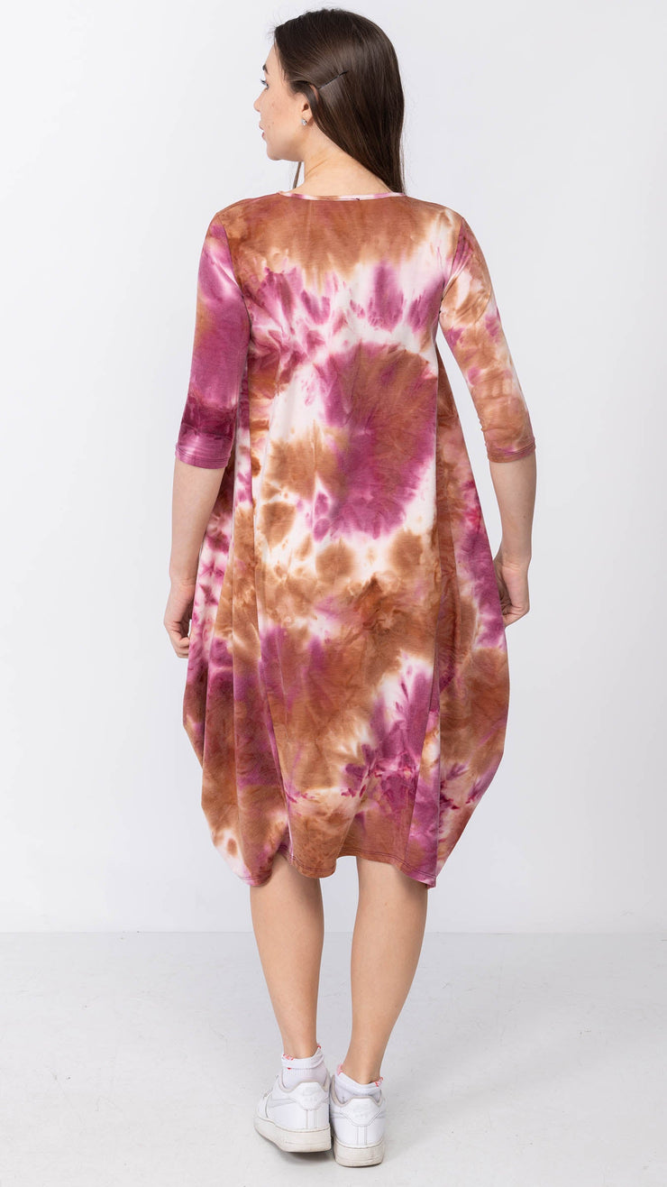 *XSMALL*  Boho Sweatshirt Dress - Fuscia/Orange Tie Dye