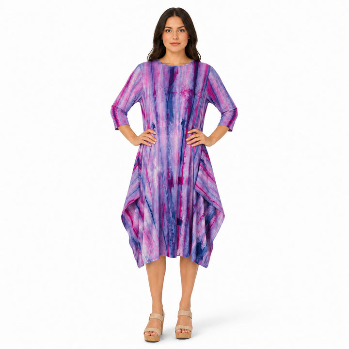 Boho Dress Blue Hot Pink Tie Dye