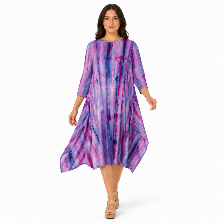 Boho Dress Blue Hot Pink Tie Dye