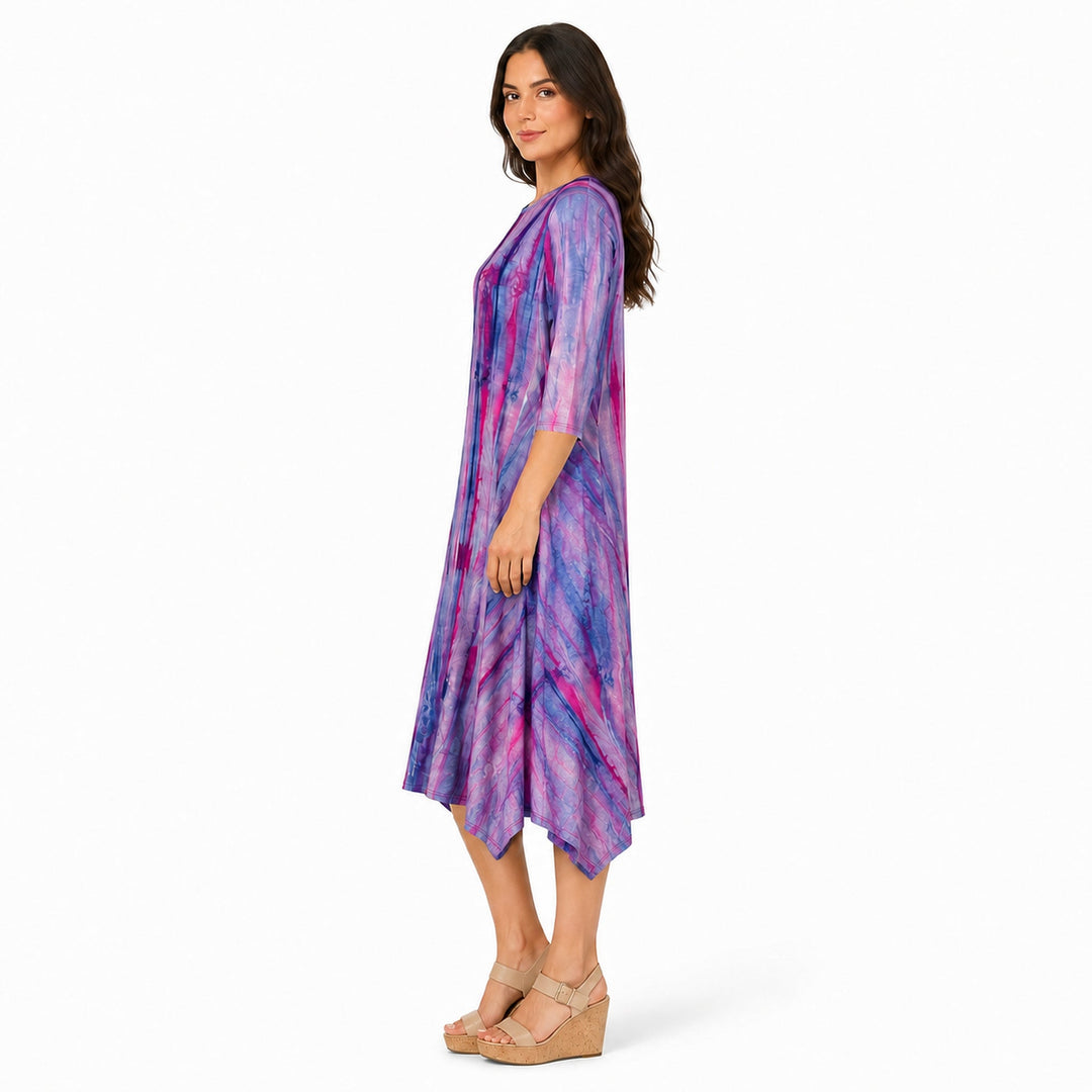 Boho Dress Blue Hot Pink Tie Dye