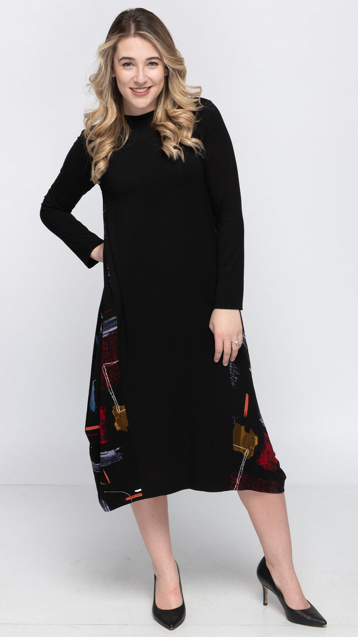 *XSMALL* Boho Dress - Black Geo Insert