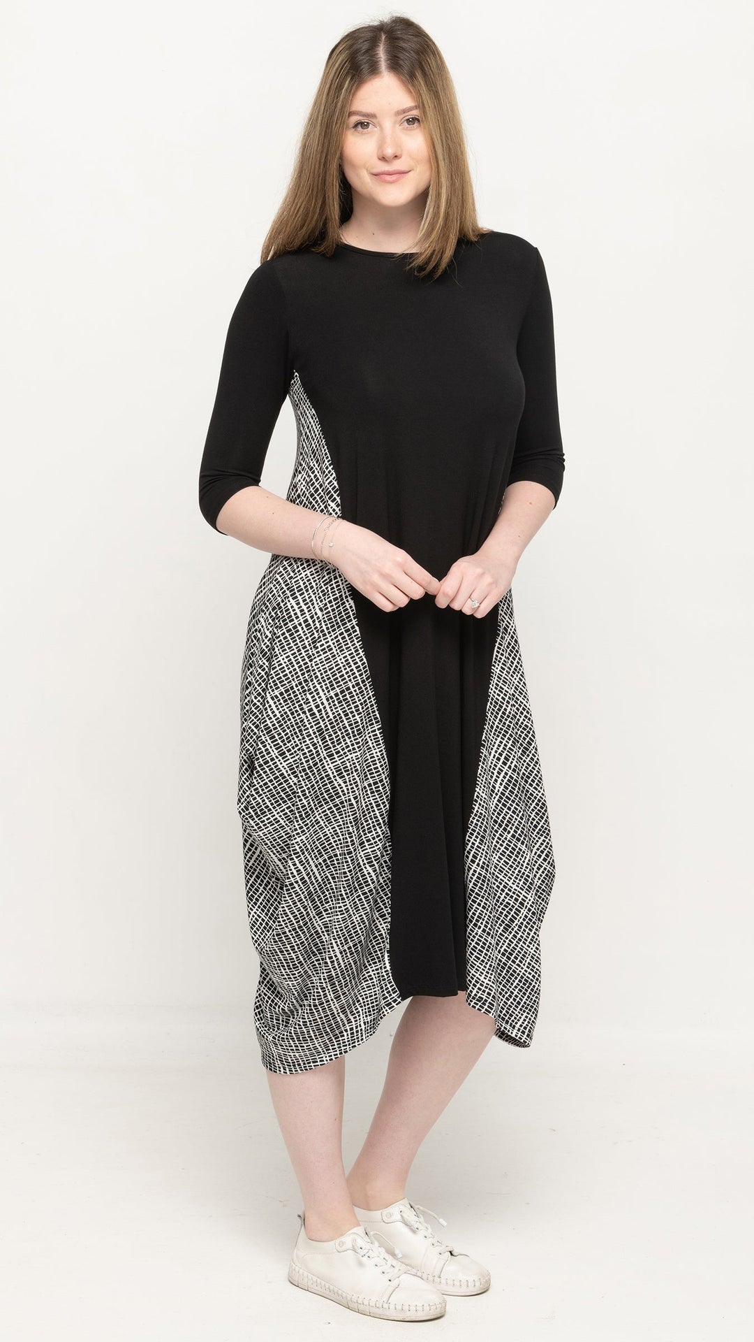 Boho Dress Black/Squiggly Print