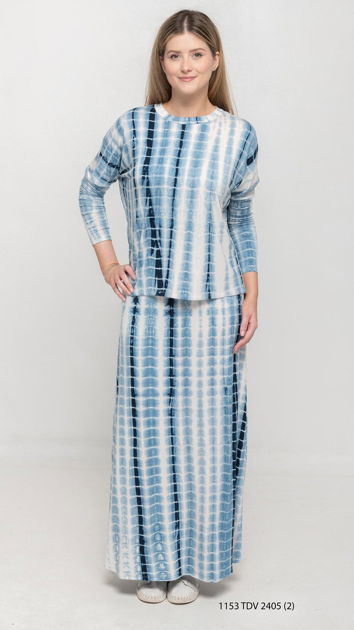Blue Tie Dye Maxi Skirt