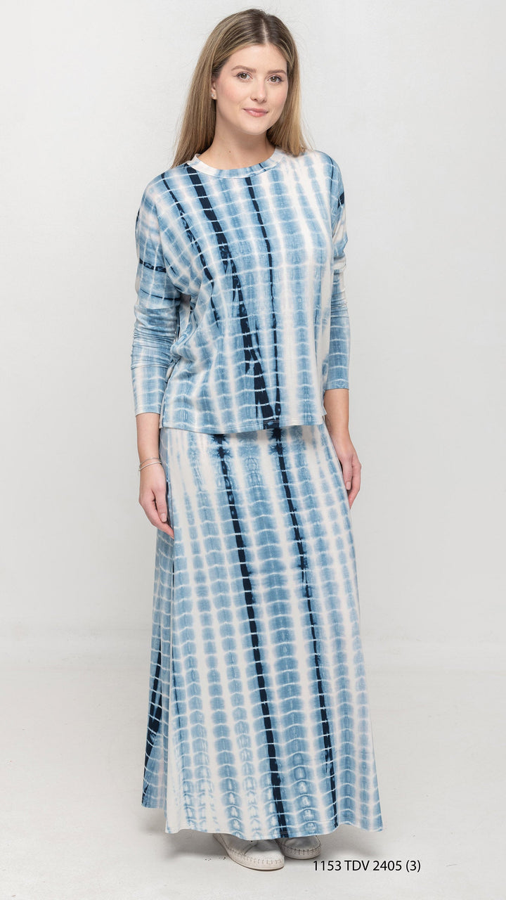 Blue Tie Dye Maxi Skirt