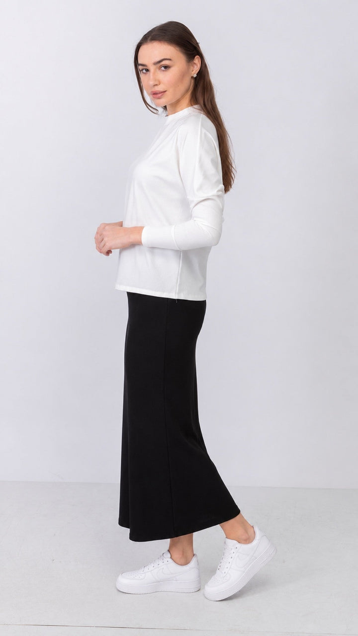 KMW Style 1219 Black Jersey Tube Skirt - side view