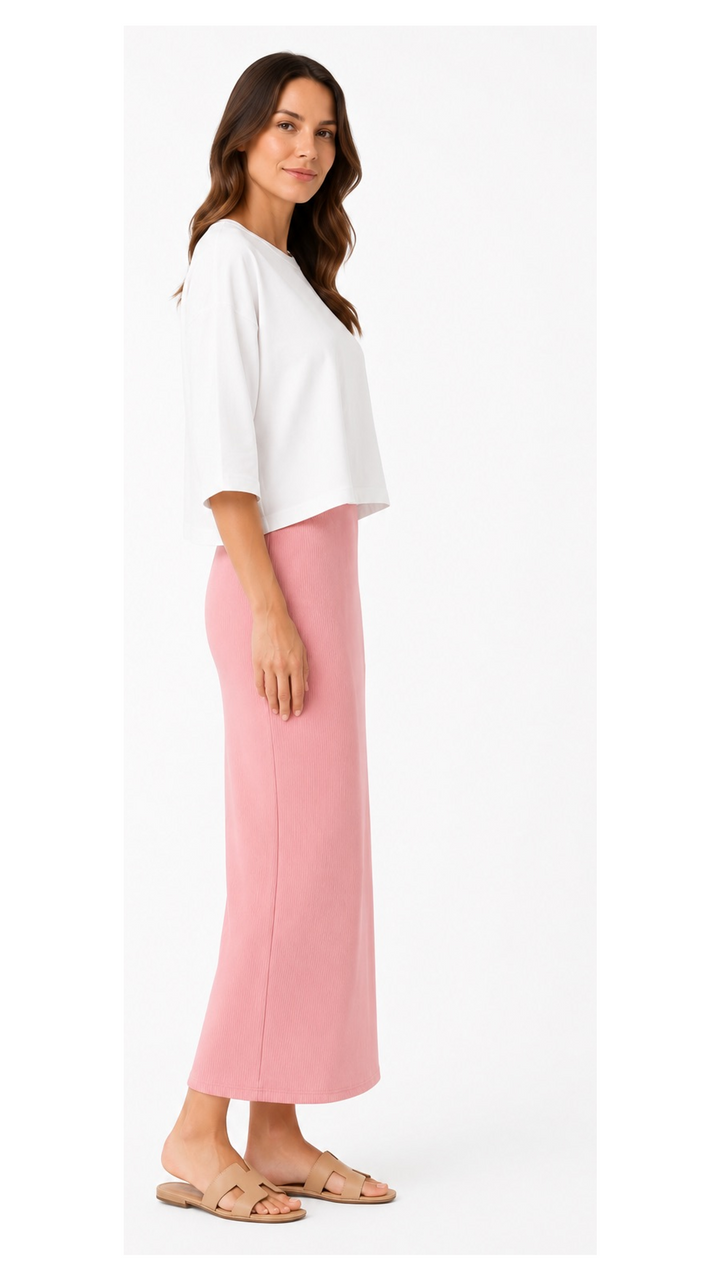 Midi Tube Skirt -  Rib