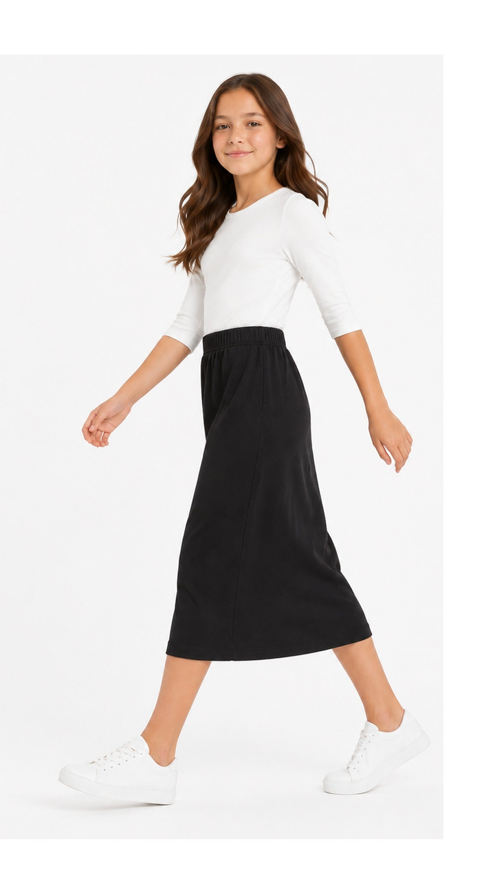 Girls Midi Tube Skirt - Black
