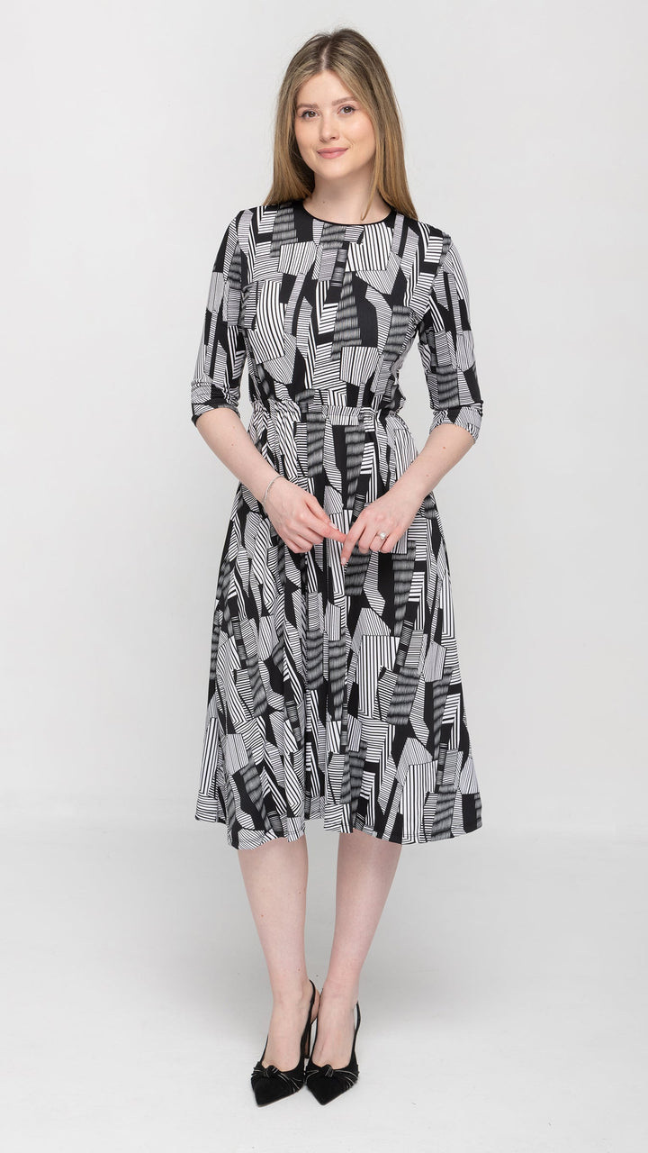 Everything Dress Black & White Geometric Print Dress