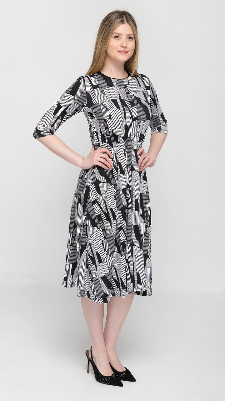 Everything Dress Black & White Geometric Print Dress