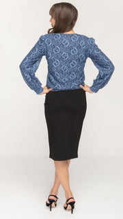 Puff Sleeve Top - Blue Lace