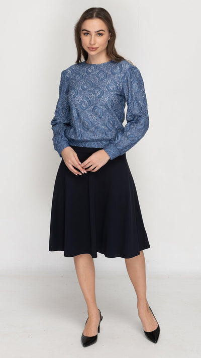 Puff Sleeve Top - Blue Lace