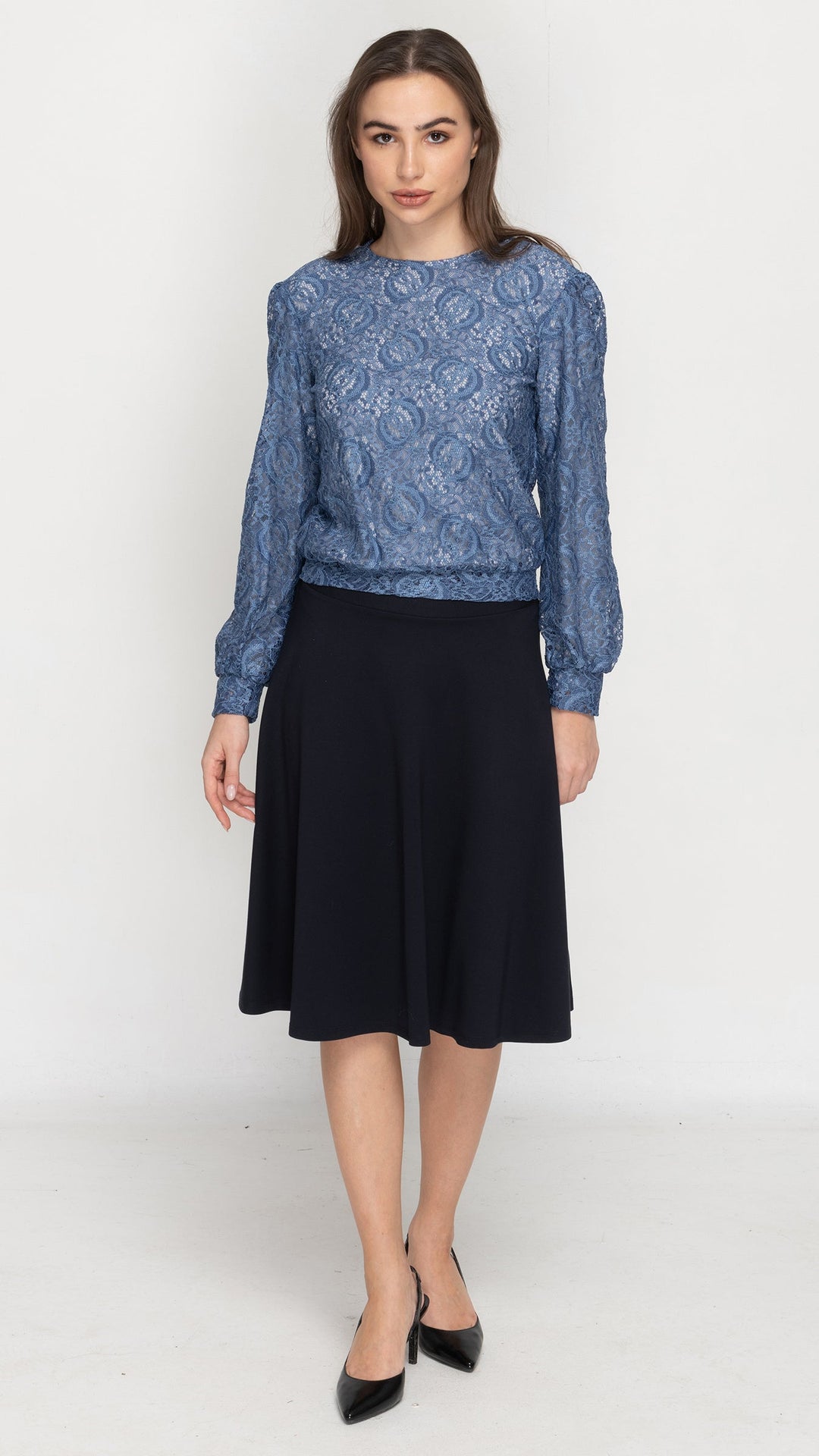 Puff Sleeve Top - Blue Lace