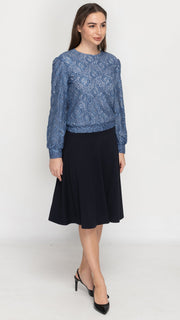 Puff Sleeve Top - Blue Lace