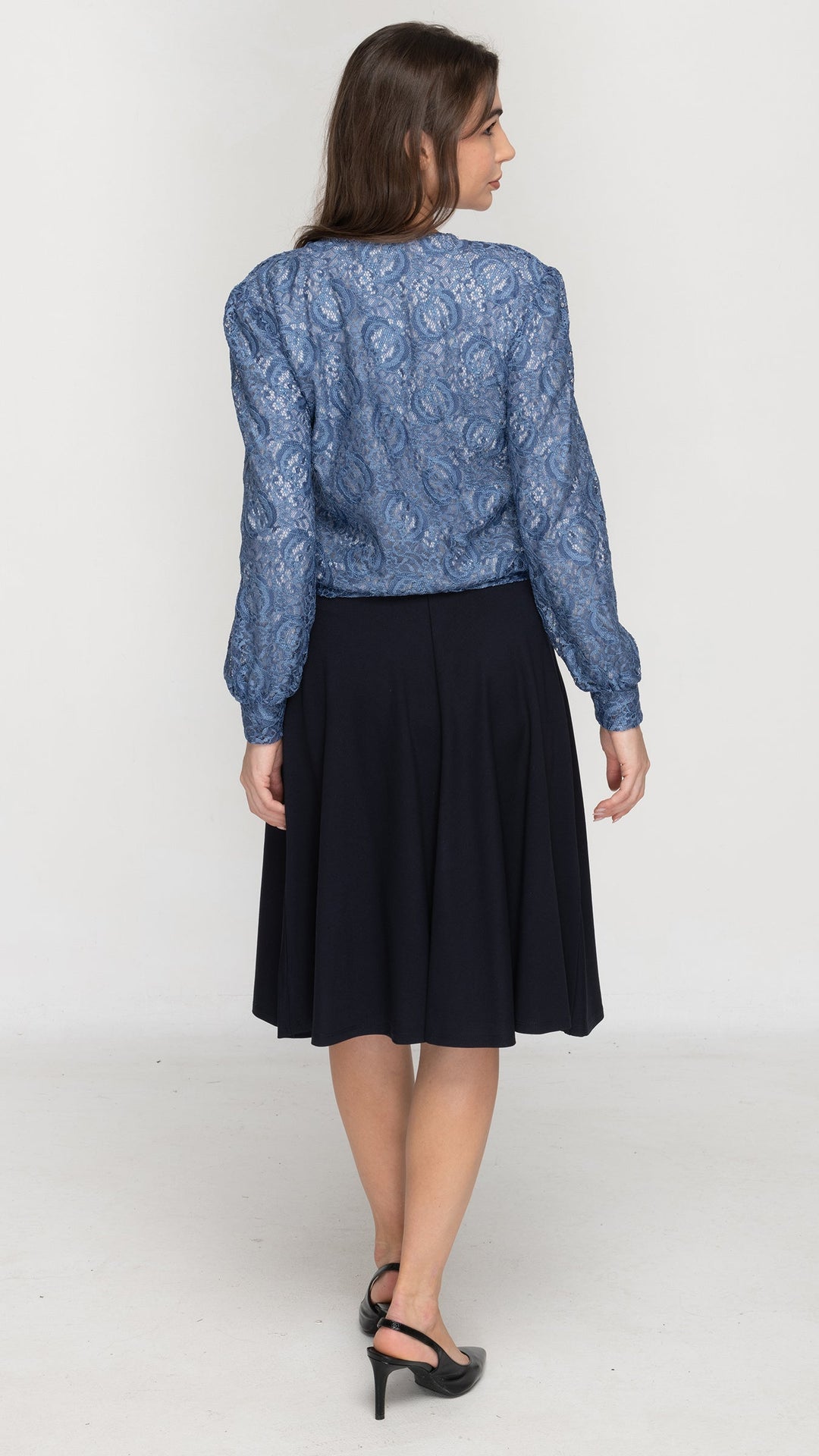 Puff Sleeve Top - Blue Lace