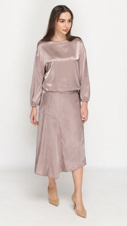 Asymmetric Satin Skirt - Satin Mocha